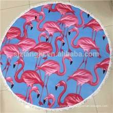 Hot Sale Custom Printed 100% polyester Large Round Beach Towel With Tassels